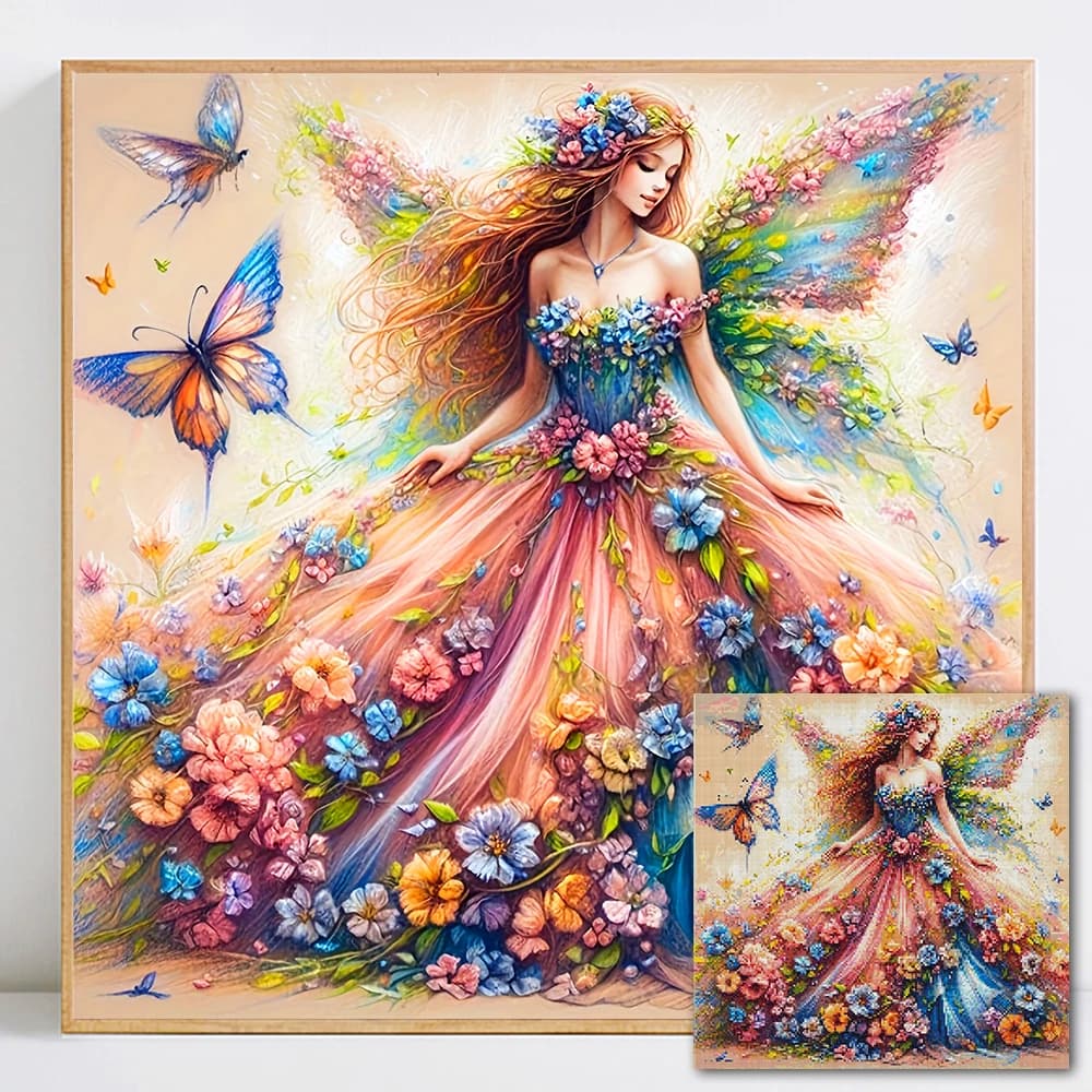 Kit Pittura Diamante per Ragazze, Mosaico Completo Quadrato e Rotondo, Decorazione Stanza a Tema Farfalla, Regalo Fatto a Mano