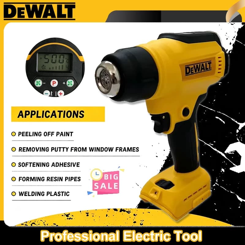DEWALT 18V Temperatures Adjustable Hot Air Gun Cordless Heat Gun 550°C High Power Welding Thermal Blower Power Tools DCE530