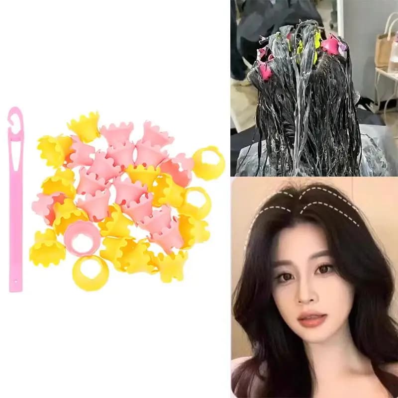 Set di 15/18 Pezzi Bigodini per Capelli con Gancio, Strumenti per lo Styling dei Capelli, Accessori per Creare Capelli Voluminosi, Kit Fai-da-Te per Arricciare i Capelli