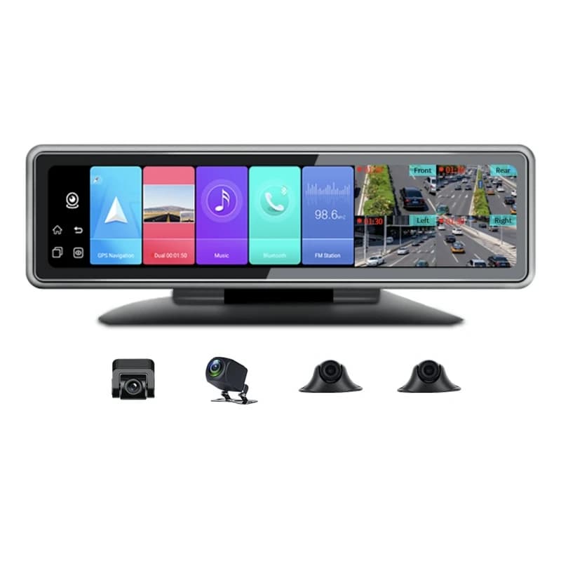 AOEDI D08 Dashcam per Auto da 11,26 Pollici con Android, GPS, Telecamera a 360 Gradi e Slot per Scheda SIM