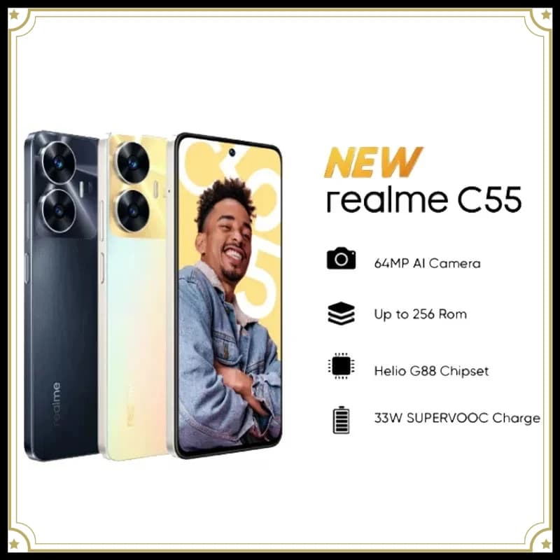 Realme C55 6.72" 90Hz FHD+ MediaTek Helio G88 64MP AI Camera 5000mAh 33W SUPERVOOC Mobile Phone Mobile Phones Smartphone