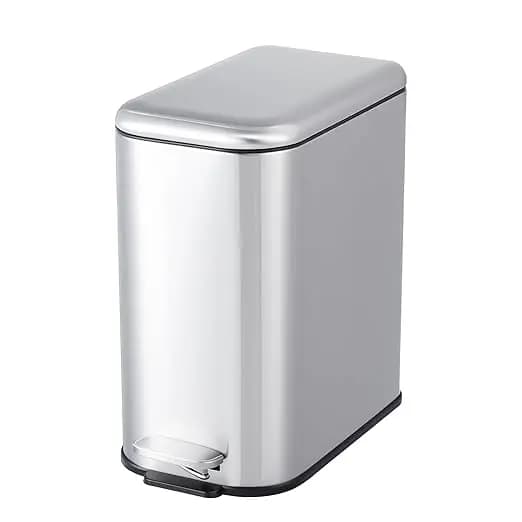 Slim Trash Can, Step Garbage Can Stainless Steel Recycling Bin Waste Container with Removable Inner Bucket for Kitchen, Bathroo