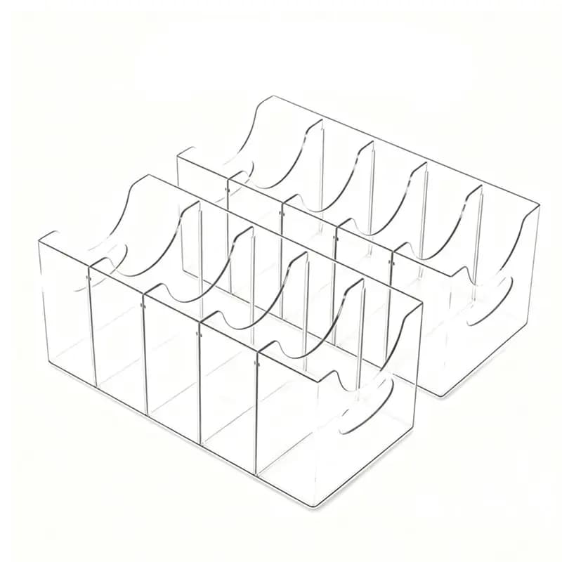 AB41-Belt Organizer,Acrylic For Closet With Removable Divider, 2 Pcs 5 Compartments& Handles Drawer
