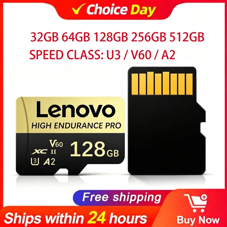 Lenovo Original Memory Card 128GB 256GB 512GB Flash Mini SD Card V60 U3 A1 XC-II High Speed Micro TF Card For phone Surveillance
