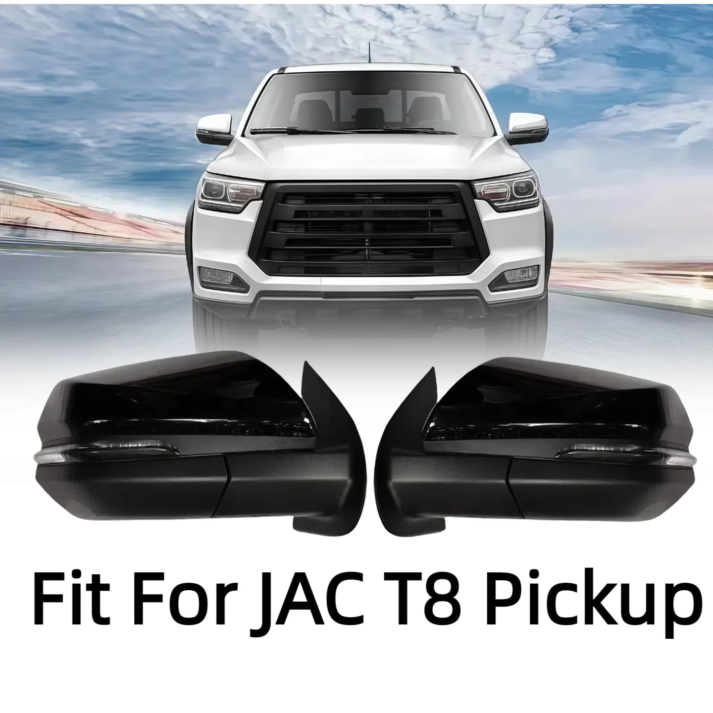1pcs Car LED Rearview Mirror Side Door Mirror Assembly Turn Signal Outside Mirror Without Camera For JAC T8 Pickup 8210200P306A