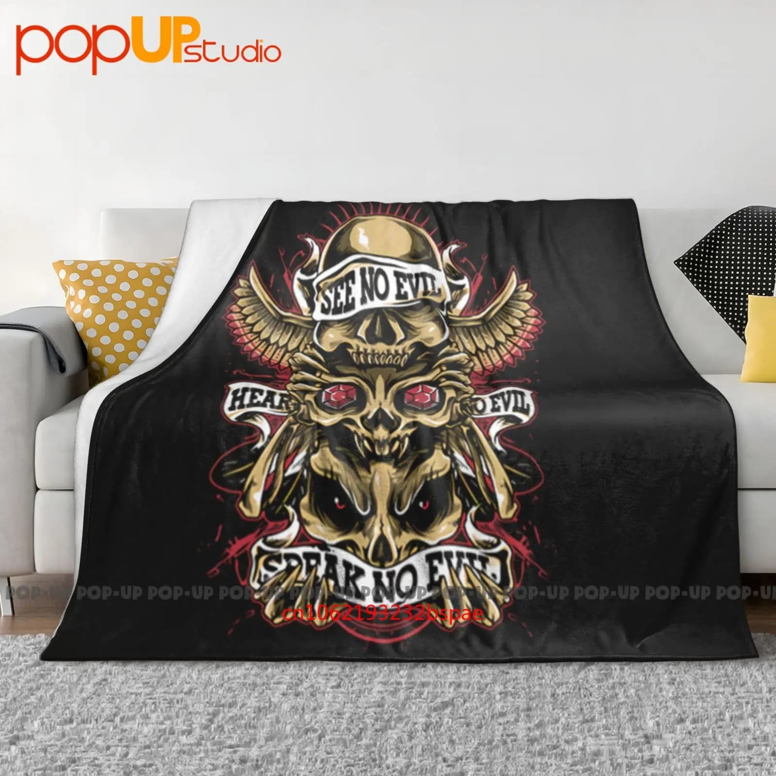 Totem del teschio Vedi non mal Occhiare No Evil Parla No Evil Coperta ultra morbida Trapunta Copridivano invernale Copriletto