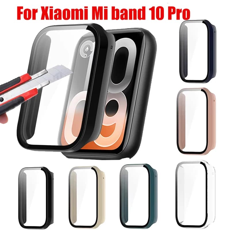 Vetro+Cover per Xiaomi Smart Band 10 Pro, Protezione Schermo Completa in Vetro Temperato, Cover per Orologio per Xiaomi Mi Band 9 Pro/10 Pro