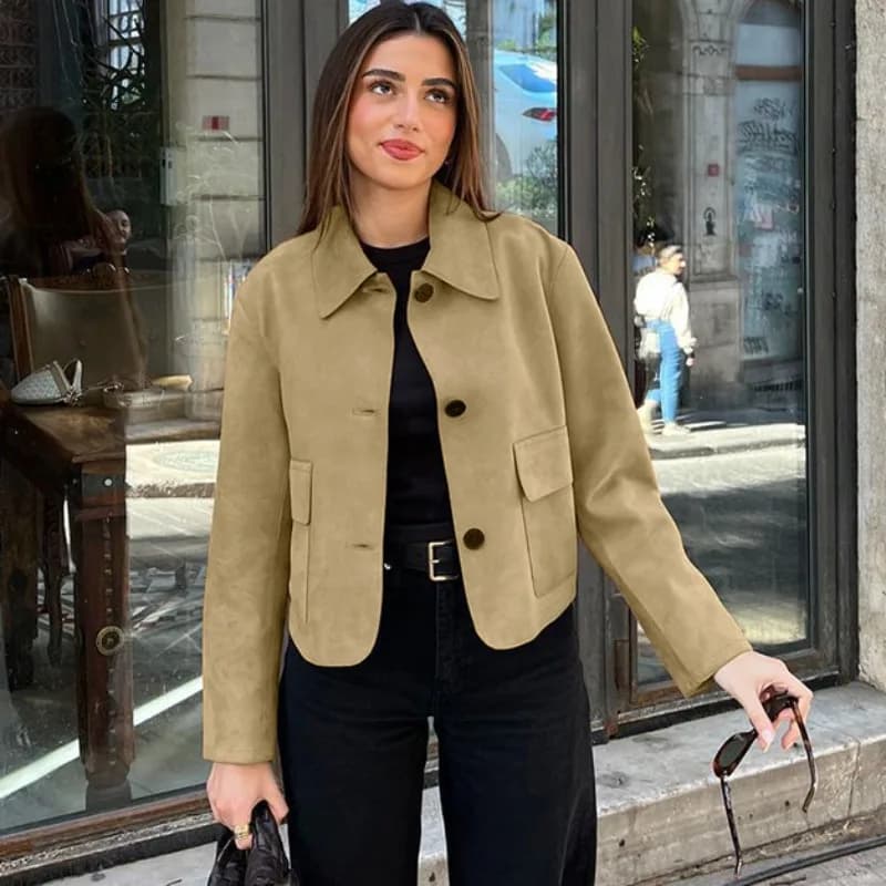 Talenza Fashion Casual Jacket Autumn New Solid Long Sleeve Loose Jacket Coats Vintage Streetwear Office Lady 2025 Women Jackets