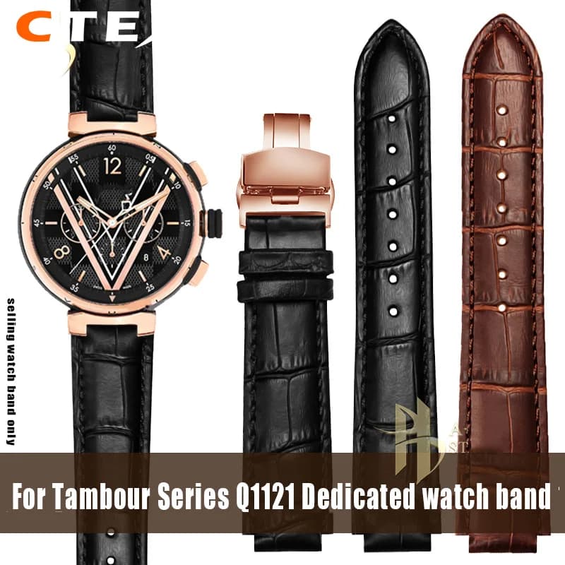 Per LV Watch bocca rialzata per Louis Vuitton Tambour Series Q1121 cinturino dedicato uomo donna Q114k cinturino per orologio in vera pelle