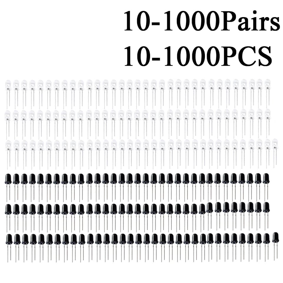 10-1000PCS/Pairs 5MM 940nm LEDs Infrared Emitter And IR Receiver Diode Diodes For Arduino