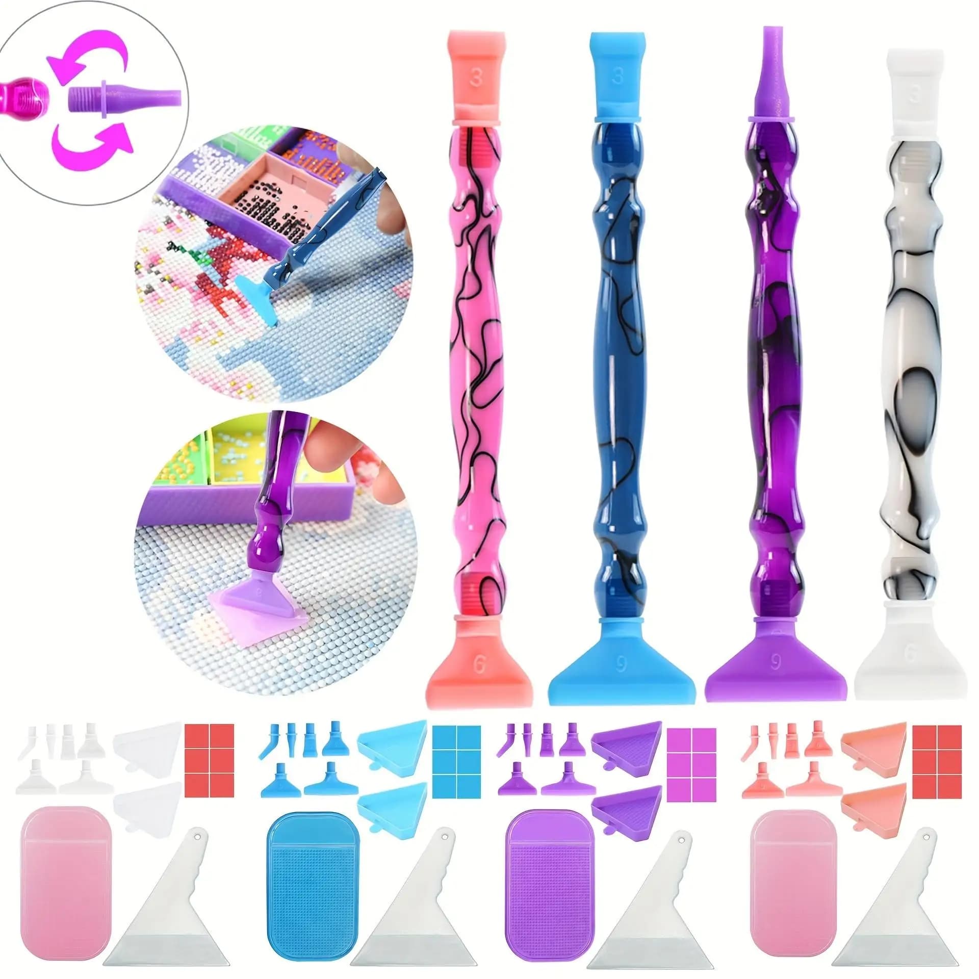 17-Piece Ergonomic Diamond Painting Art Drill Pen Set, with Screw-On Diamond Pen Tip Holder Tool Accessories
