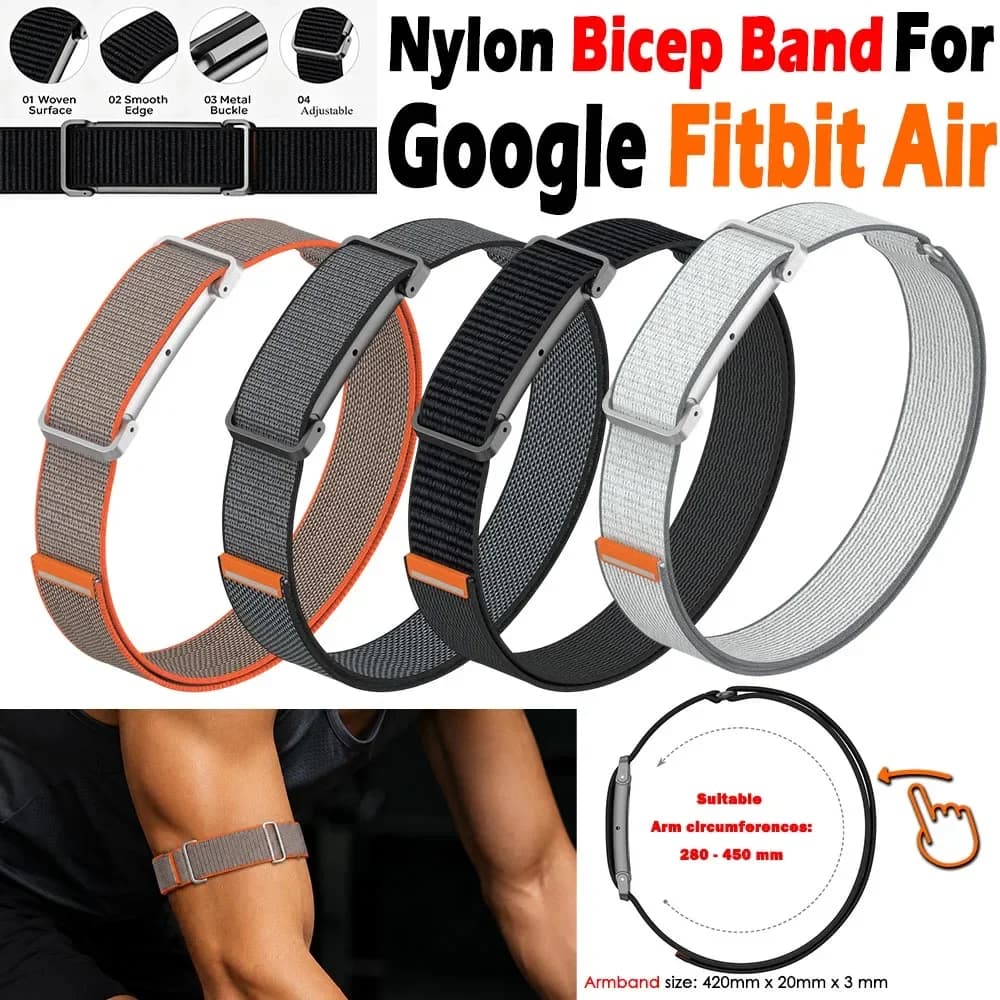Nylon Weave Bicep Band for Google Fitbit Air Strap Adjustable Fitness Tracker Replacement Armband for Google Fitbit Air Bands