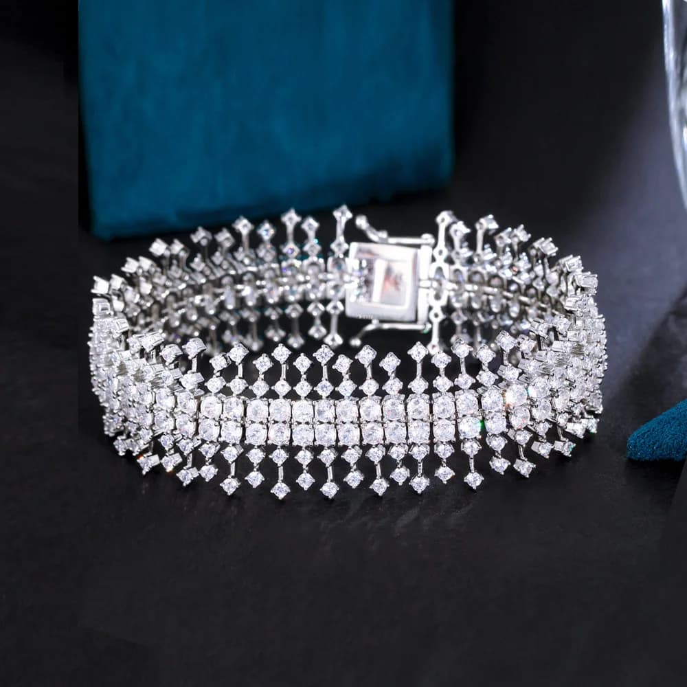 CWWZircons Sparkling 5A Luxury Chunky Full Cubic Zirconia pavimentato Big Wide Bridal Wedding Banquet bracciali regalo di gioielli CB309