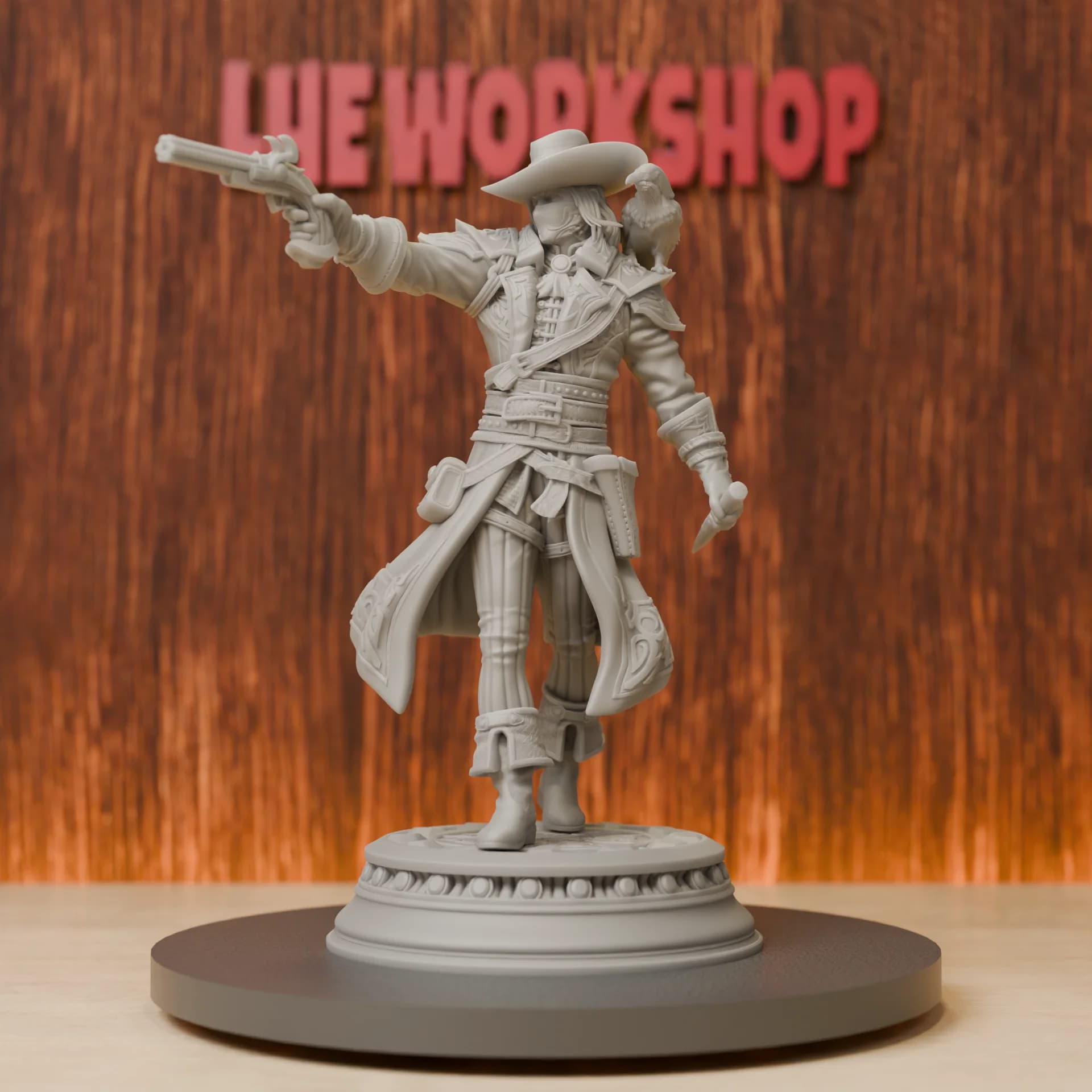 Vampire Hunter Gunslinger Miniatures | 28mm-75mm | Resin 3D Printed DND Pathfinder Mini | Unpainted Grey