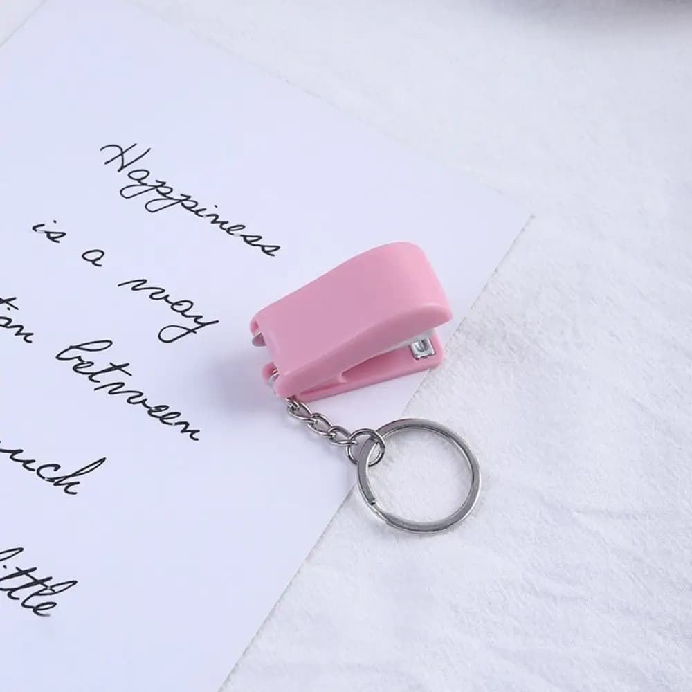 Cute Cartoon Mini Stapler School Office Supplies Mini Stapler Keychain Gift Student Stationery Staples Binding Tools