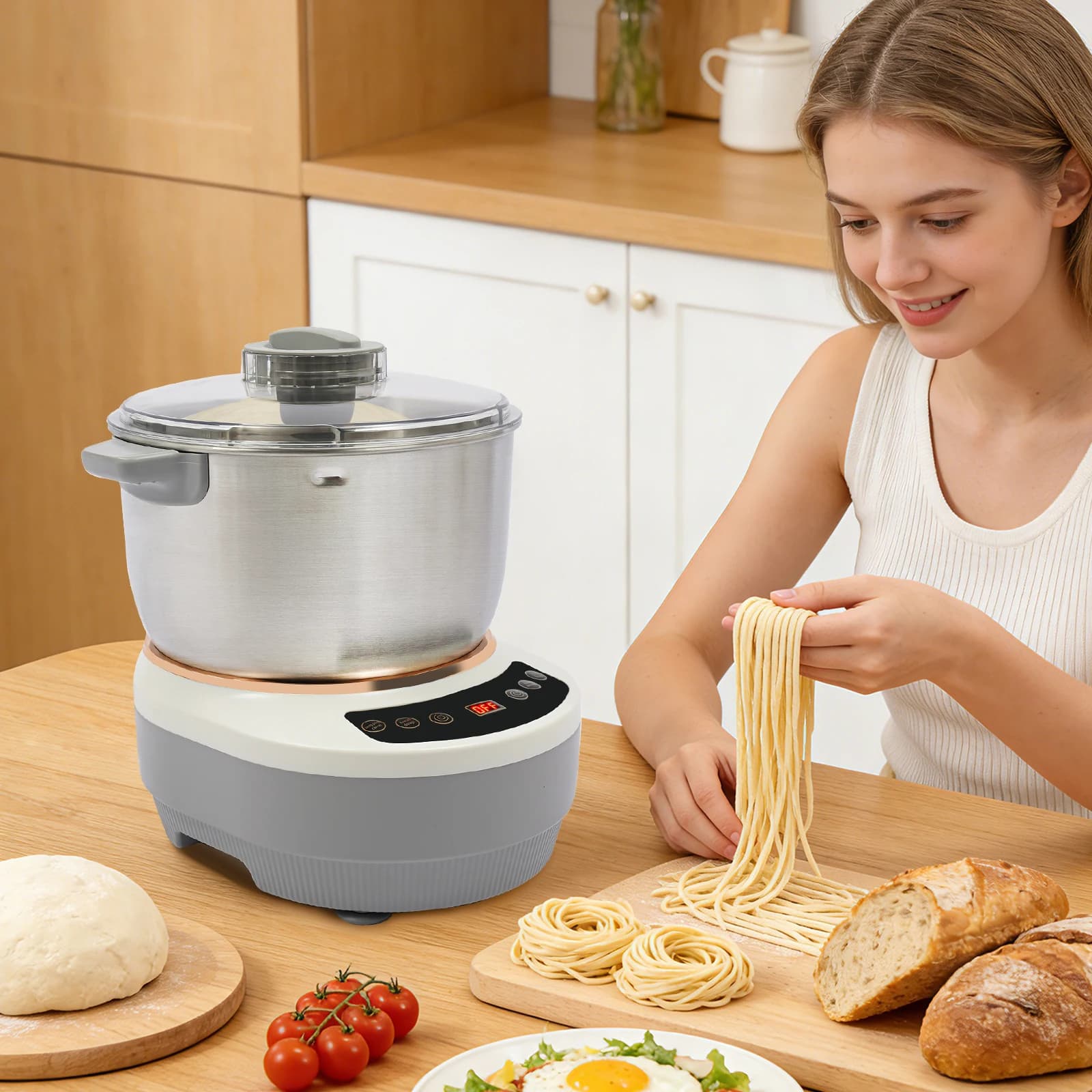 7L/1.84 Gal Dough Kneading Machine, 7L Dough Kneading Machine with Fermentation Function, Electric Dough Maker Used To Make Bread, Pizza, Pasta, Sourdough, Scones, Dumplings