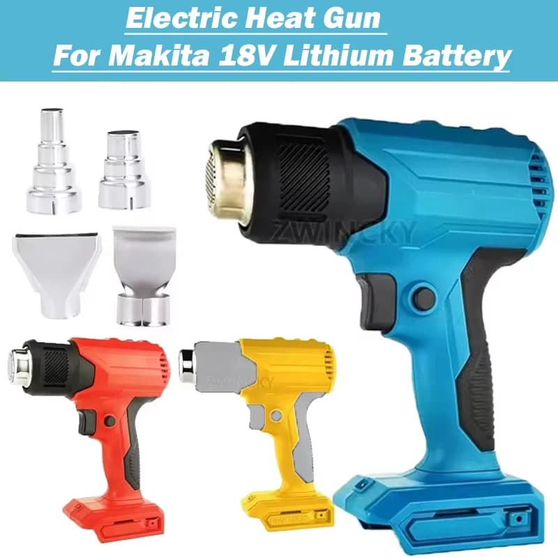 Per Makita/Dewalt/Milwaukee 18V batteria pistola termica elettrica pistola ad aria calda senza fili ricaricabile 4 ugelli apparecchiature di riscaldamento