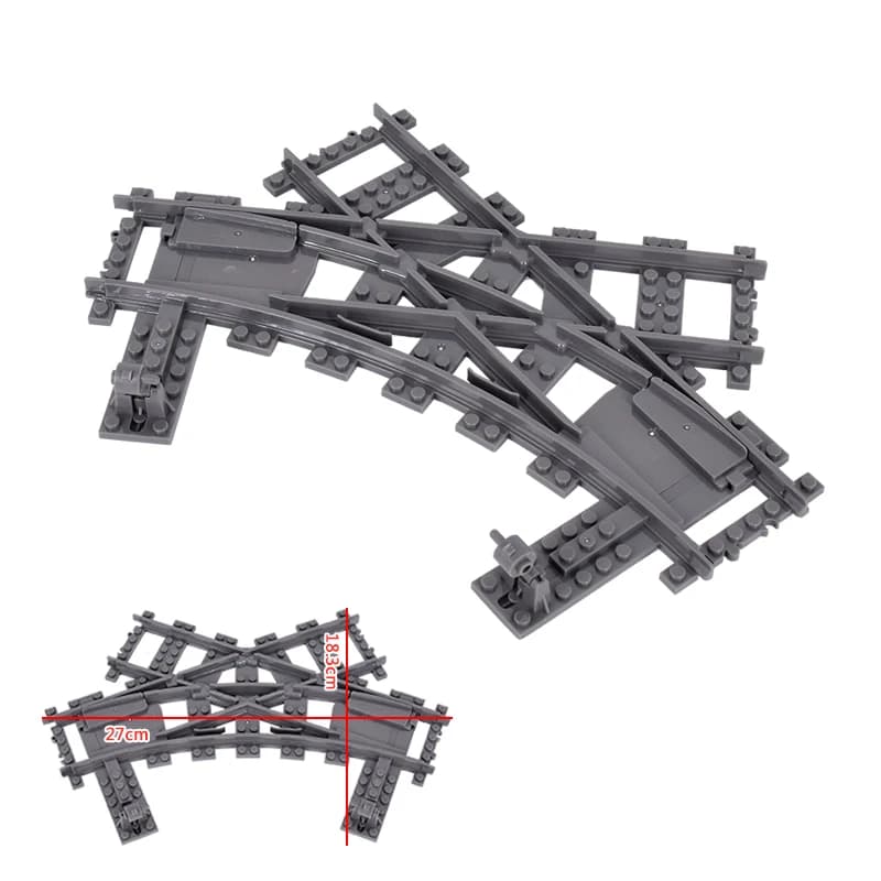 Accessorio per Binario Ferroviario, Pacchetto di Espansione per Incroci Ferroviari, Parti per Deviatoi Compatibili con i Principali Set di Treni in Mattoncini