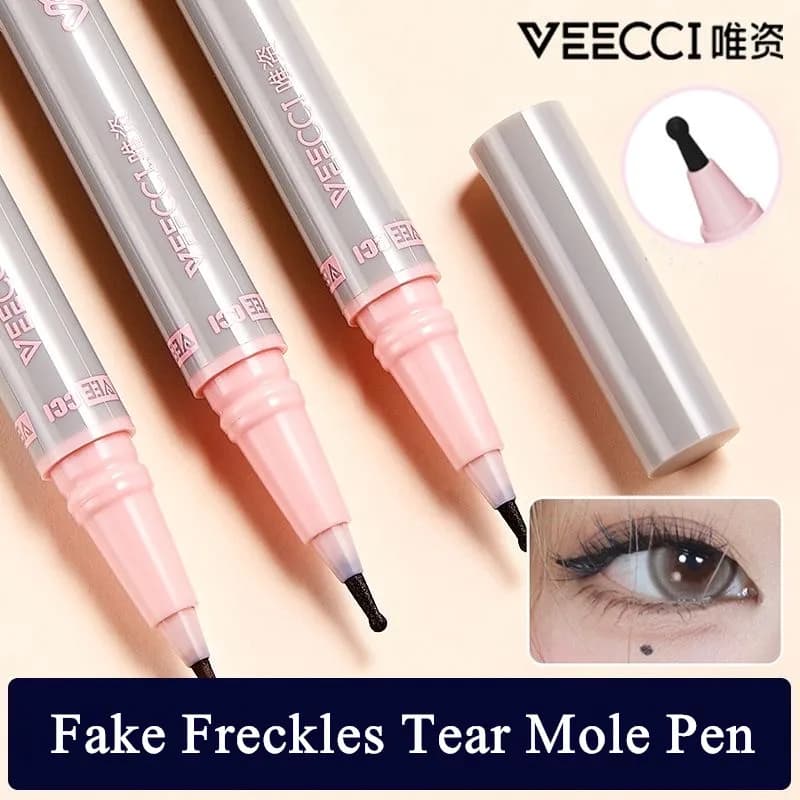 VEECCI Natural Lifelike Fake Freckle Makeup Pen Liquid Round Head Face Dot Mole Pen Long Lifetime Waterproof Eyeliner Applicator