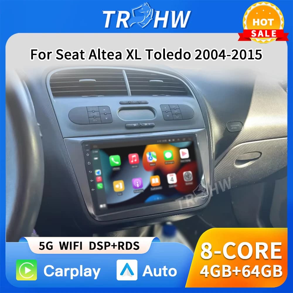 Auto Android 16 Radio Per Seat Altea XL Toledo 2004-2015 Auto Stereo Lettore Multimediale di Navigazione GPS Carplay QLED Touch Screen