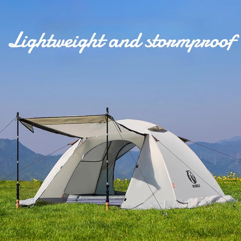 Tenda da Montagna Portatile per 3-4 Persone, Tenda da Campeggio Resistente al Vento, Impermeabile e Protezione Solare, Doppio Strato