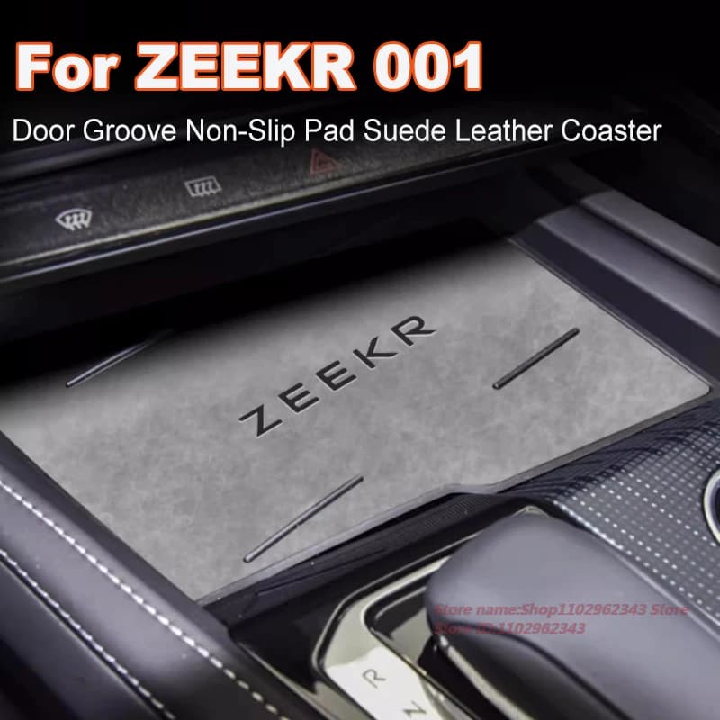 Tappetino antiscivolo per porta con slot per ZEEKR 001 2023-2025 Scanalatura per porta Tappetino antiscivolo Sottobicchiere in pelle scamosciata Accessorio per interni auto