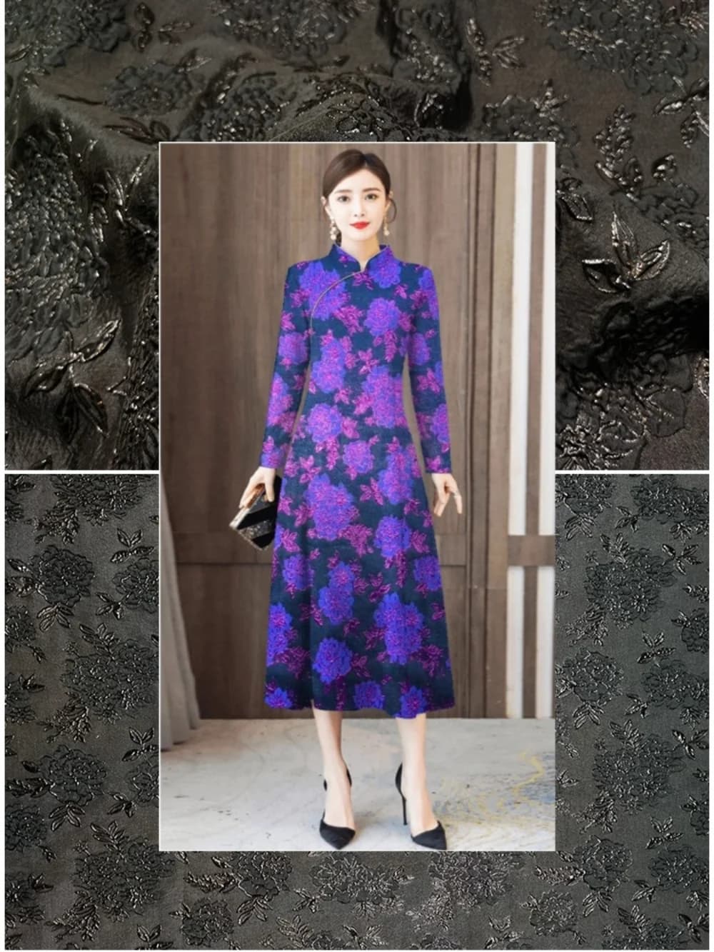 Rose Jacquard Fabric for Fashion Show Dress Haute Couture Clothing Dress Cloth Diy Sewing By The Meter Material