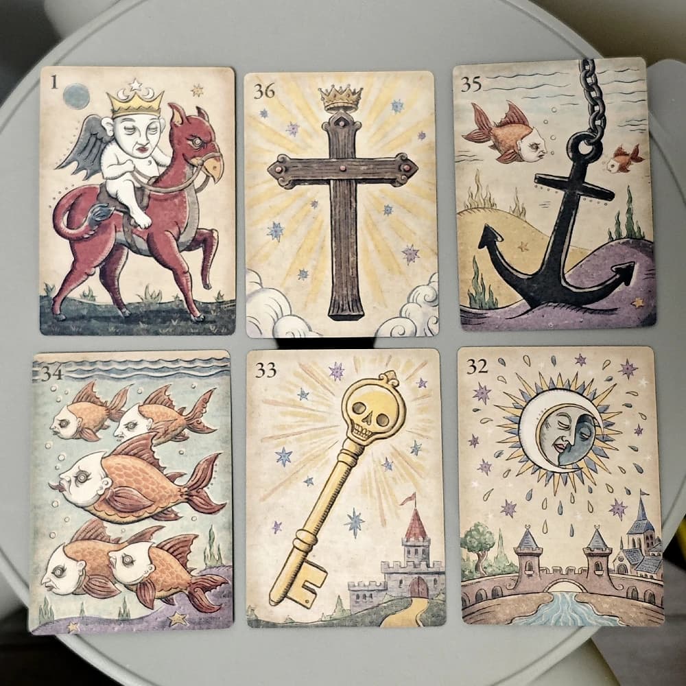 36 pezzi di carte Oracle Lenormand Deviant Moon Lenormand Della Luna Mazzo classico stampato su cartoncino doppio goffrato 350GSM 9 * 6 cm