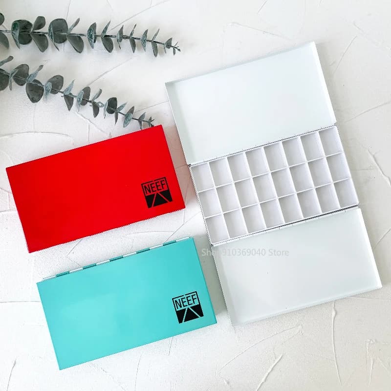 Watercolor palette triple to 24 grids Painted iron box Storage box for watercolor painting of large capacity Tray for painting Artistic supplies