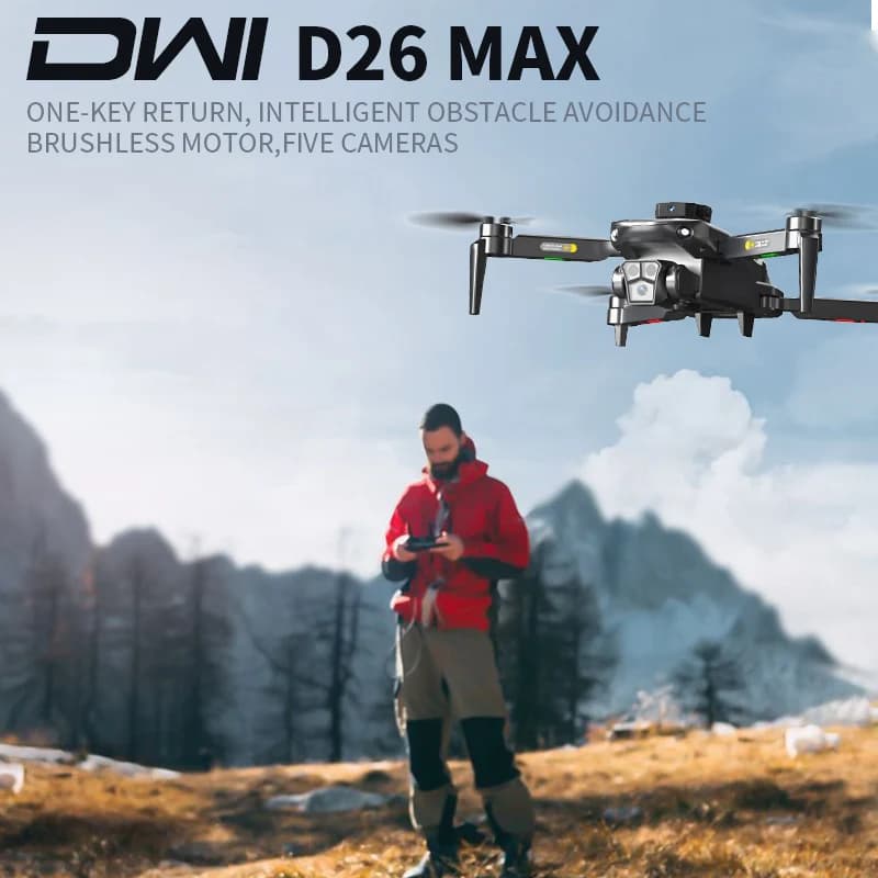 DWI D26 Rc drone fotografia professionale a tre fotocamere con fissaggio in altezza per evitare ostacoli elicottero brushless pieghevole quadcopte