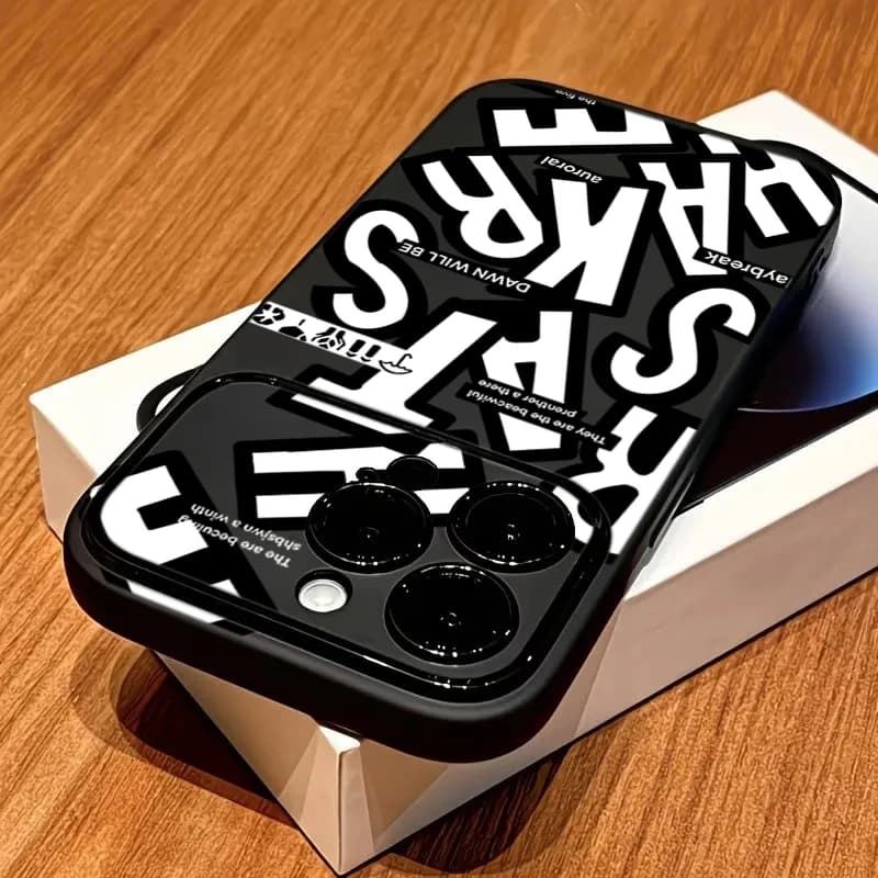 Custodia per telefono creativa ed elegante con motivo nero per iPhone 17 16 15 14 13 12 11 Pro Max X XR XS 16 15 Plus, cover morbida antiurto