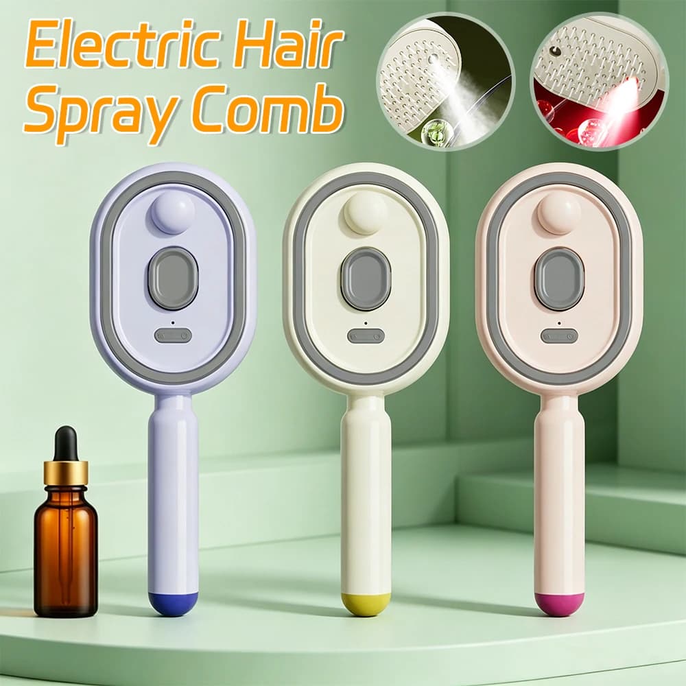 New Wet Electrics Hairbrush with Water Spray Rechargeable Steams Hair Straightener USB-C Charging for Both Long & Short Hairs