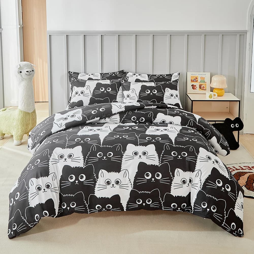 Twin Full Queen King Bed linen Set Size 135x200 Nordic Cover 240x220 Double bed linen with single bow for cats 200x200