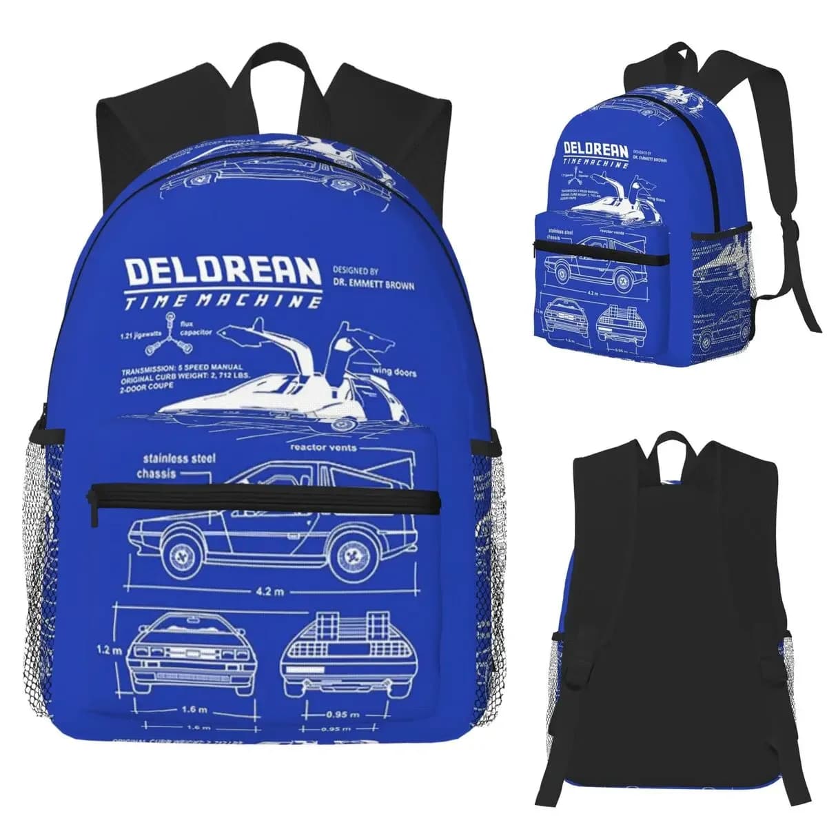 Zaino DeLorean Time Machine Back To The Future per studenti, borsa da scuola, zaino da viaggio per escursioni, per ragazzi e ragazze, borsa a tracolla