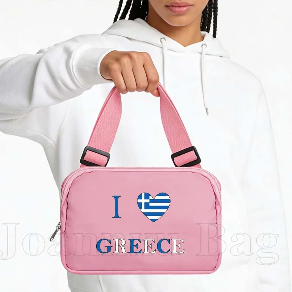 Marsupio Sportivo con Bandiera a Cuore della Grecia, Impermeabile, per Corsa, Ciclismo, Palestra, Jogging, Porta Cellulare e Portafoglio