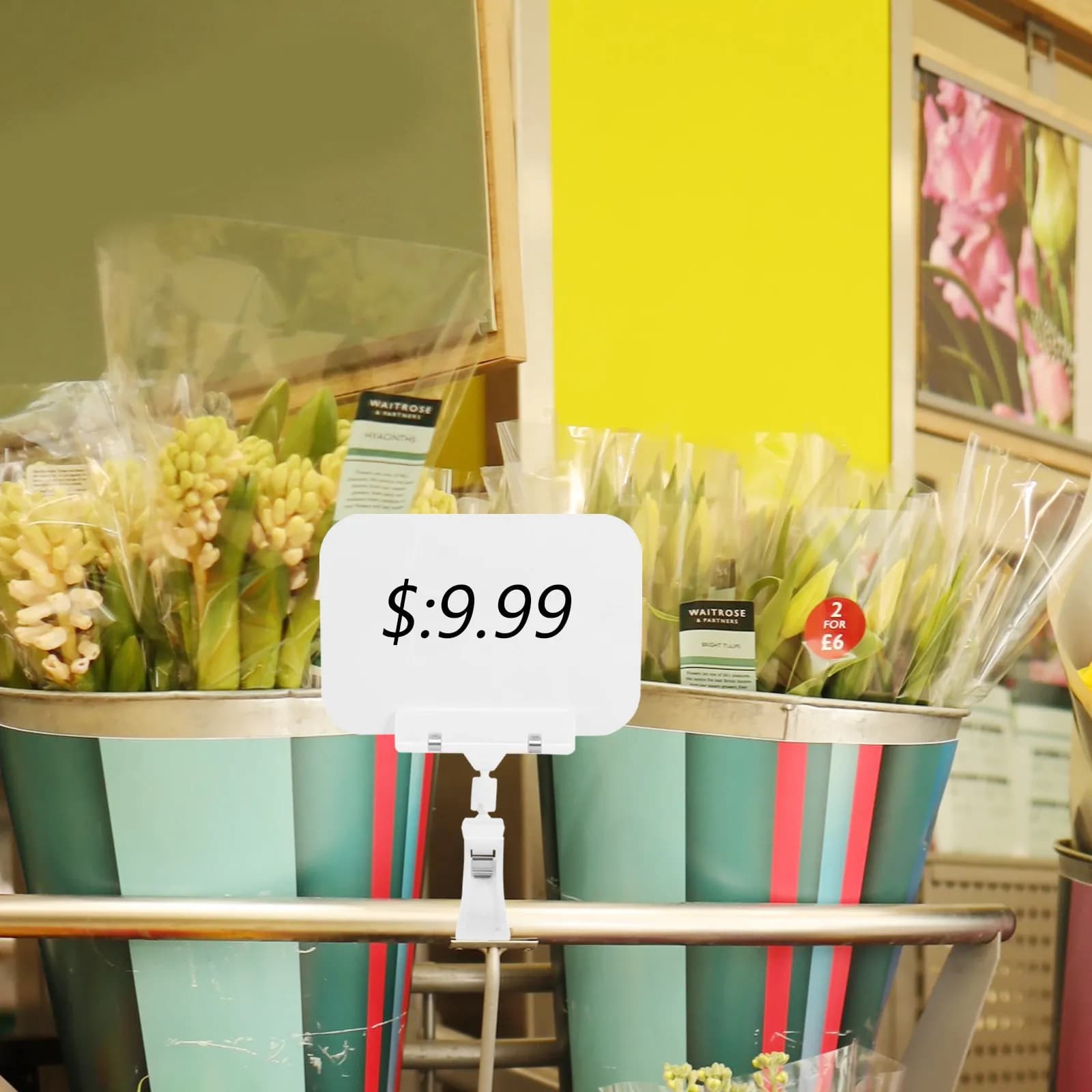 10 Pezzi Porta Prezzi Impermeabili in Plastica, Clip per Esposizione di Cartelli, per Etichette di Merci in Supermercati e Negozi