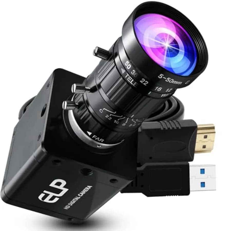 Webcam per computer, USB3.0 HDMI 4K 60fps, H.264 UVC, zoom manuale 10x, corpo in lega di alluminio, nero, prestazioni in condizioni di scarsa illuminazione, s