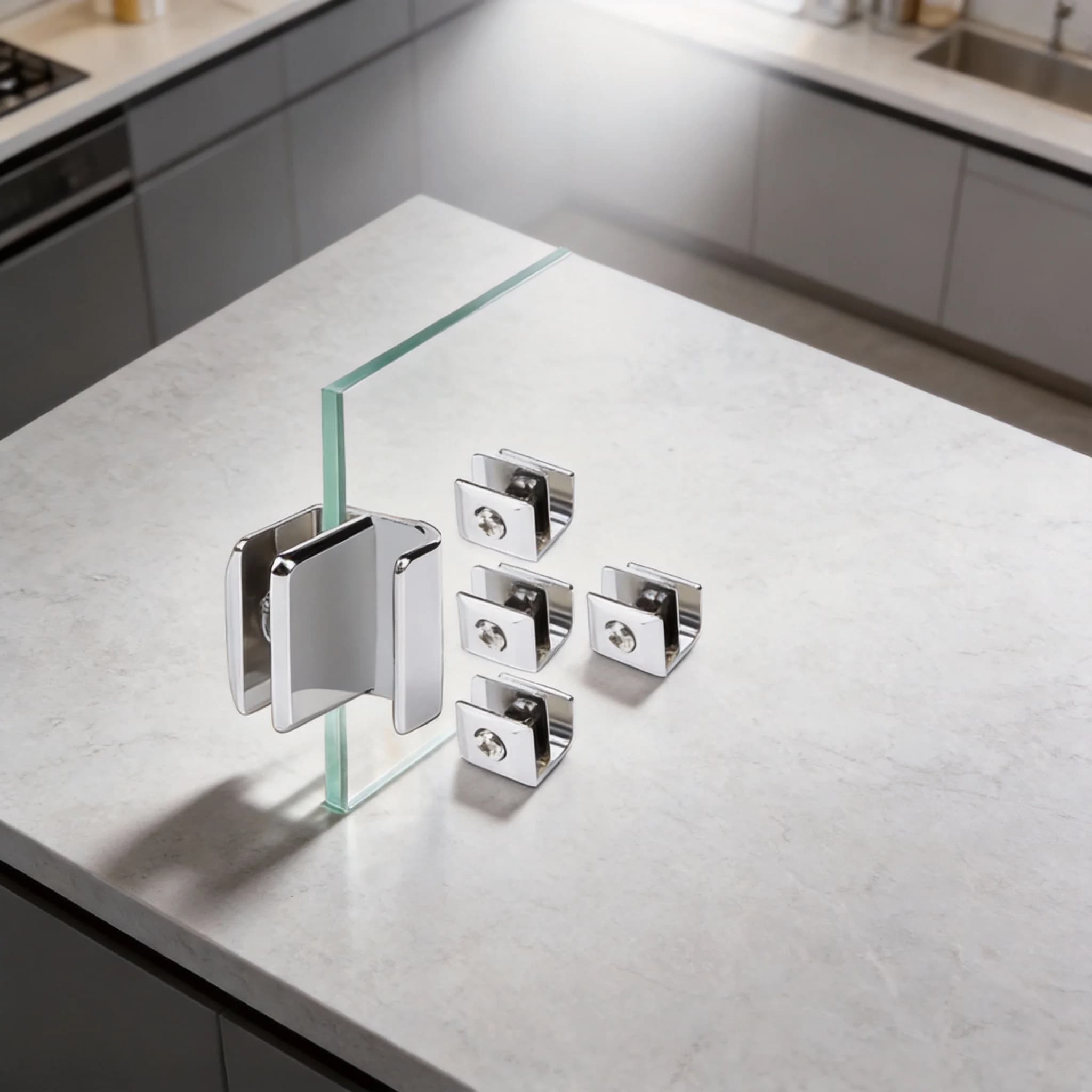 1/4 Pezzi Morsetti per Vetro con Maniglie in Lega di Zinco, Tiranti per Vetro, Clip per Porte di Vetrine, Armadi e Cassetti, Utensile Hardware