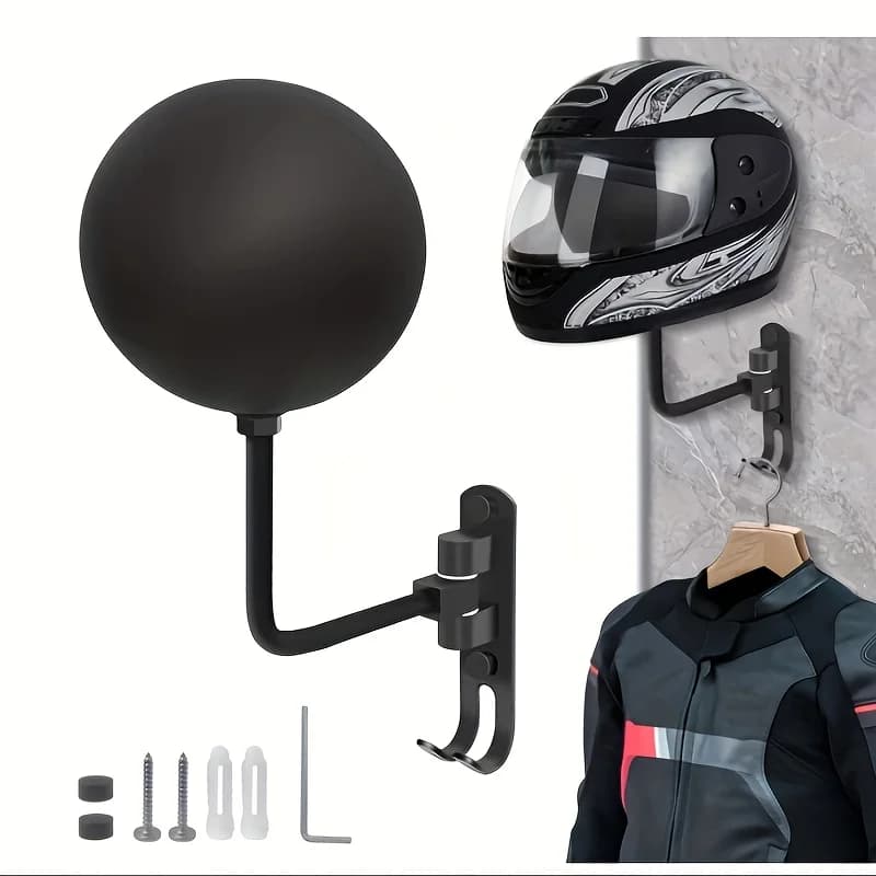 180 ° Supporto da Parete Girevole per Casco da Moto con Ganci per Giacca, Cappello, Attrezzatura Sportiva, Casco da Bici, Organizzatore per Garage e Casa