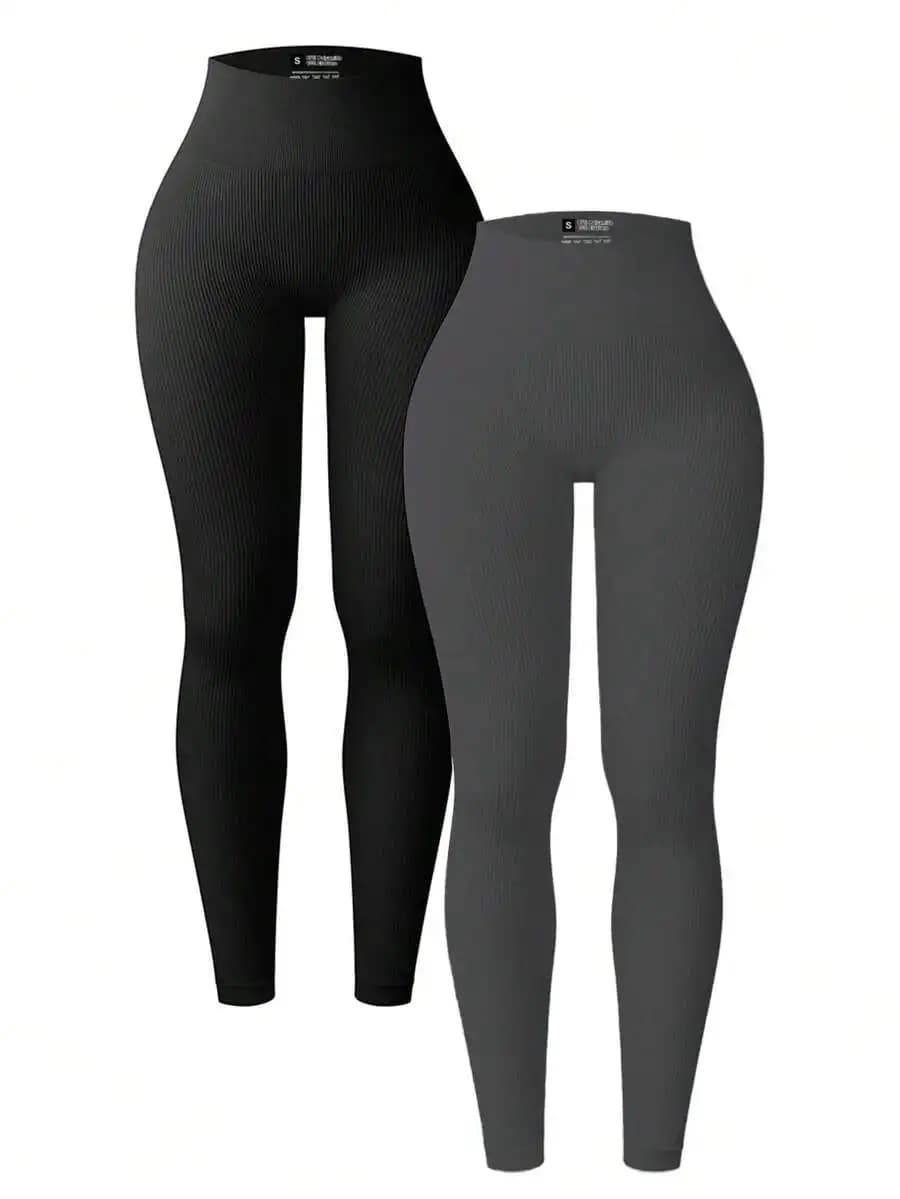 Leggings a compressione senza cuciture a tinta unita per yoga da donna