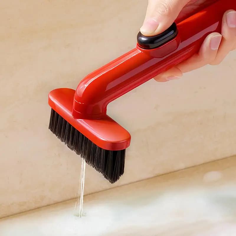 Spazzola multifunzionale per la pulizia delle fessure del bagno con contenitore per liquidi, senza angoli morti, spazzola rotante per gli spazi stretti del bagno