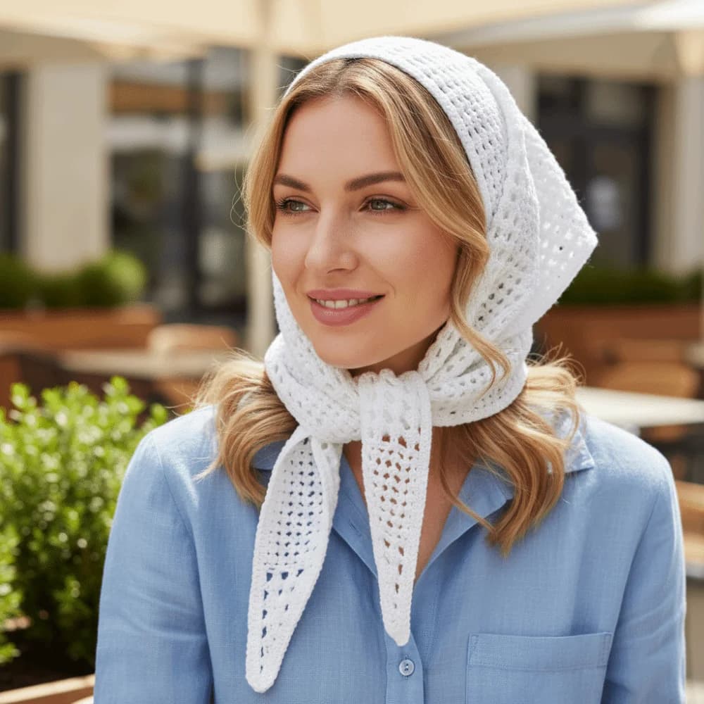 Trend Boho Triangle Scarf Hollow Breathable Crochet Waist Belt Summer Neck Wrap Women's Versatile Decorative