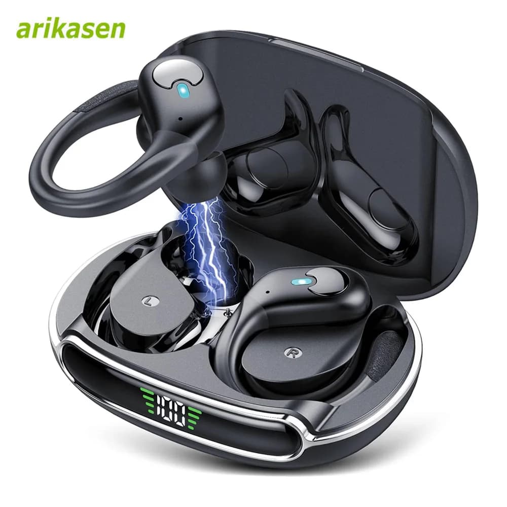 Bluetooth headphones Wireless earphones TWS Bluetooth 5.3 with LED display Microphone with noise reduction Waterproof ear over ear