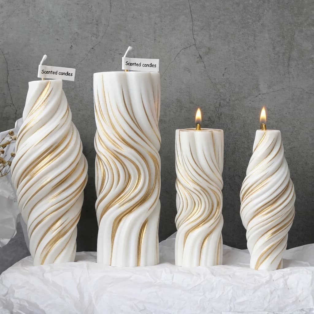 3D Twisted Pillar Candle Silicone Mold Spiral Wave Candle Mold DIY Scented Candle Making Decorative Candle Mold Home Decor Gift