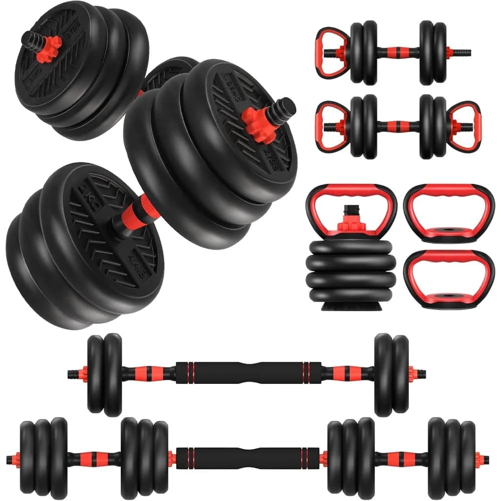 US Shipping Hot New Adjustable Dumbbell Set 20 30 40 60 80 lbs Free Weights with Connector Barbell Kettlebell Push Up Stand