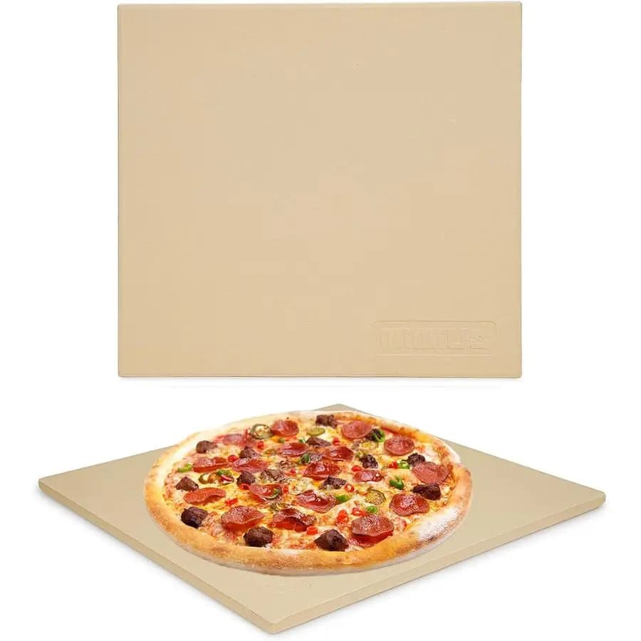 Pietra per pizza per forno e barbecue, pietra per cuocere pane quadrata da 13 pollici, teglia per pizza in ceramica resistente di grandi dimensioni per cuocere torte e biscotti