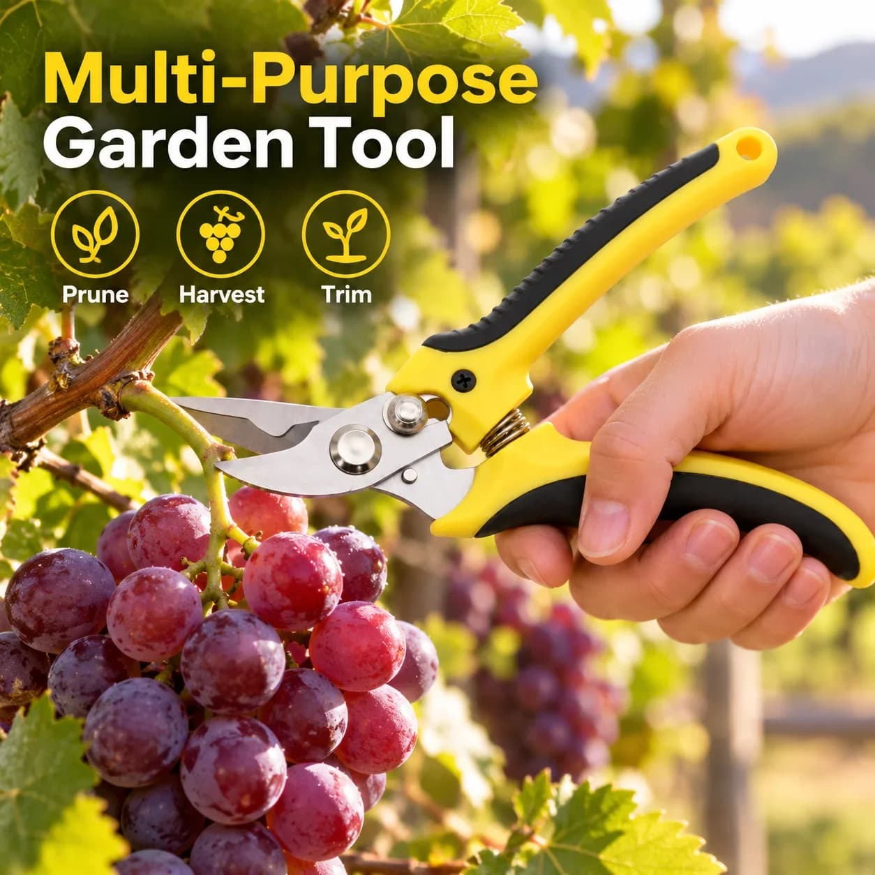 Stainless Steel Pruning Shears for Garden, Grape Fruit Tree Branch Scissors, Professional Gardening Cutting Tool