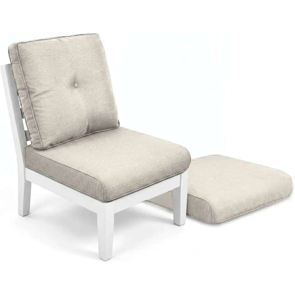 2-Pack Outdoor Patio Chair Cushions, 22x24 Inches, Removable Beige Covers
