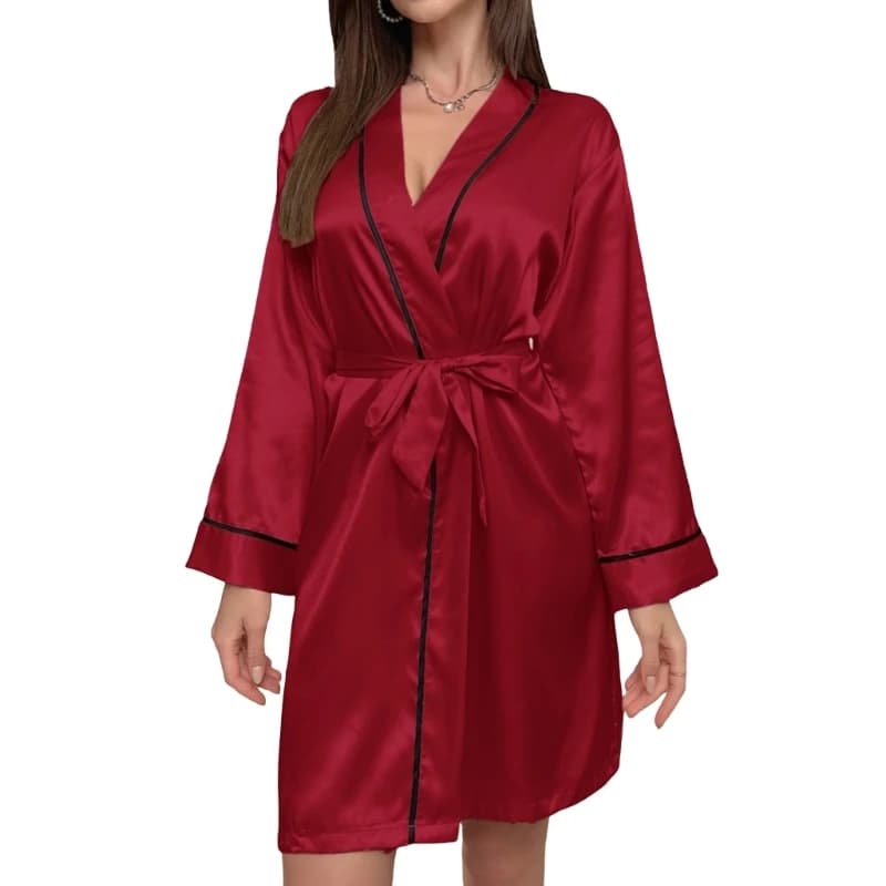 400A Valentine's Day Robes for Women Collar Bathrobe Bride Wedding Party Belt Robe Lightweight Sleepwear