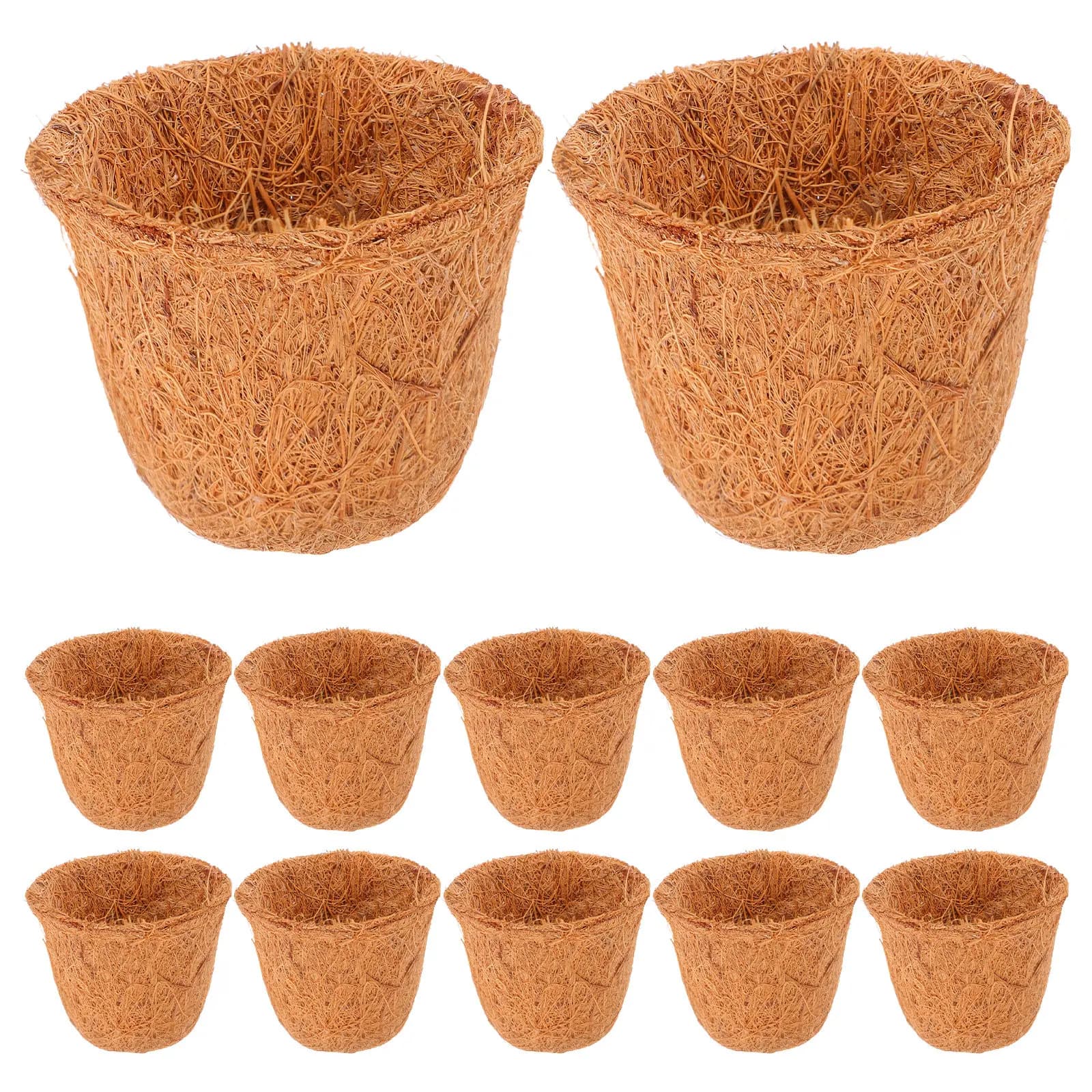Set di 12 Vasi in Fibra di Cocco per Piante Succulente, Traspiranti e Naturali, per Interni ed Esterni, Mini Vasi da Giardino